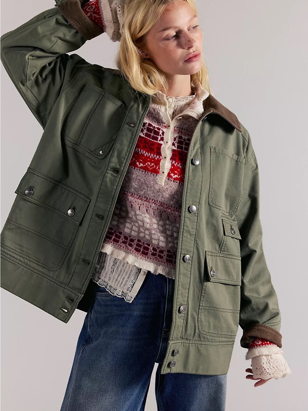 NWOT Free People We The Free Sweet Talk Flannel-Lined Barn Coat Size Small